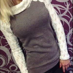 Charcoal and White Lace Turtleneck